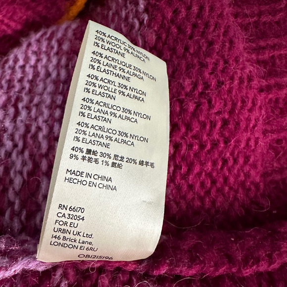 Anthropologie Ombre Chunky Sweater Womens XXS Orange Pink Pullover Mock Neck - Picture 10 of 12